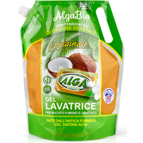 ALGA BIO L'ORIGINALE GEL LIQUIDO PER BUCATO A MANO E LAVATRICE ALL'OLIO DI COCCO BUSTA 30 LAVAGGI 1500 ML
