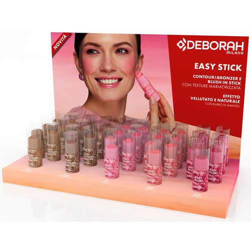 DEBORAH EASY BLUSH E EASY CONTOUR&BRONZER ESPOSITORE MAKE UP 30 PEZZI MISTI + TESTER