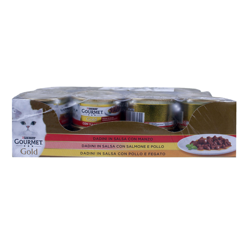 GOURMET GOLD DADINI 85 GR.x 24   (8 pollo - 8 salmone - 8 manzo)