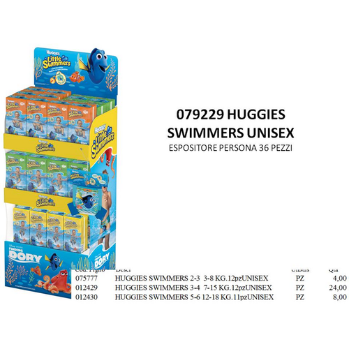HUGGIES SWIMMERS UNISEX ESPOSITORE PERSONA 36 PEZZI