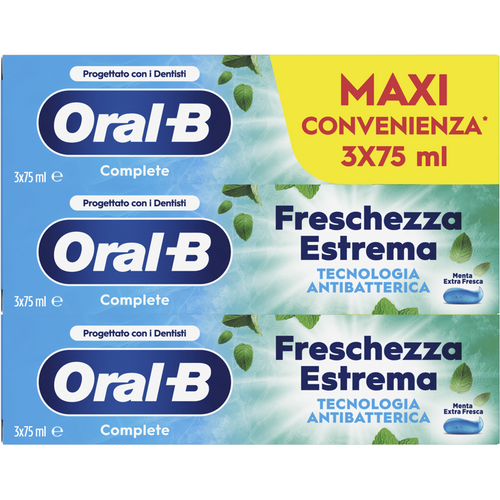 ORAL B DENTIFRICIO COMPLETE FRESCHEZZA ESTREMA 3 PEZZI DA 75 ML