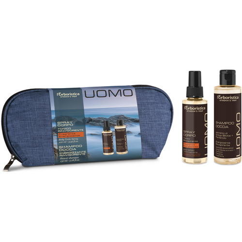 L'ERBORISTICA COFANETTO UOMO POCHETTE + SPRAY CORPO TONICO RINVIGORENTE 100 ML + SHAMPOODOCCIA ENERGIZZANTE RINVIGORENTE  150 ML 