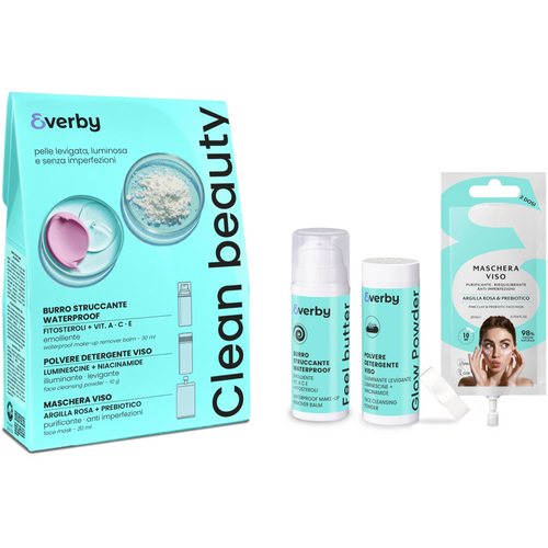 EVERBY COFANETTO CLEAN BEAUTY BURRO STRUCCANTE WATERPROOF 30 ML + POLVERE DETERGENTE VISO 10 grammi + MASCHERA VISO