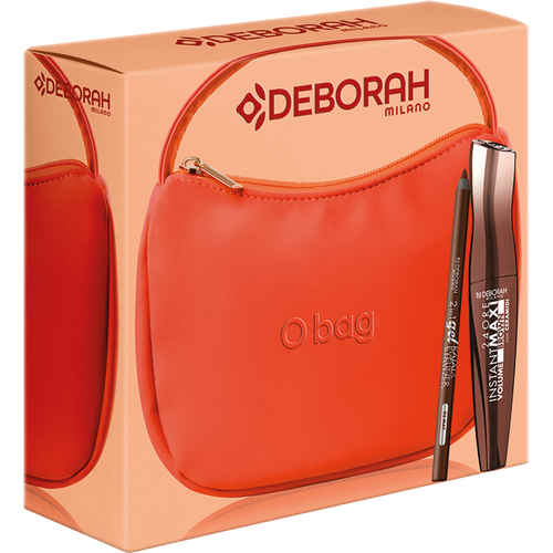 DEBORAH CONFEZIONE BORSA O'BAG COLORE ARANCIO SIZE 19x17 + MASCARA 24 ORE INSTANT BROWN + MATITA 2in1 03 BROWN MAT