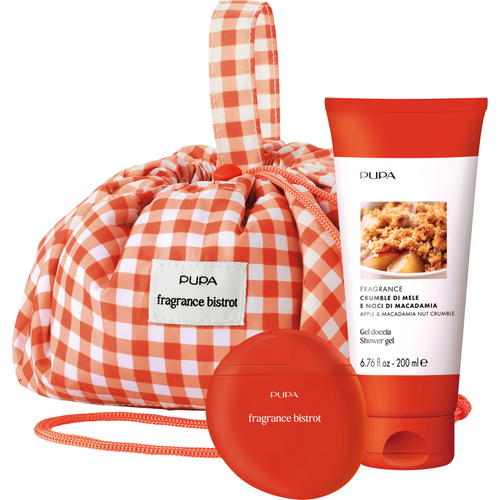 PUPA CONFEZIONE FRANGRANCE BISTROT CREMA MANI 50 ML + GEL DOCCIA 200 ML MELA E NOCI DI MACADAMIA + PUFFY BAG LARGE