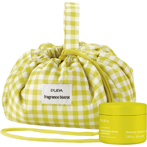 PUPA CONFEZIONE FRANGRANCE BISTROT MOUSSE CORPO UVA E BASILICO 100 ML + PUFFY BAG LARGE