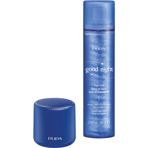 PUPA MOOD BOOST CONFEZIONE GOOD NIGHT ACQUA DEL BUONUMORE VISO E CORPO 100 ML + MINI SPEAKER BLUE 