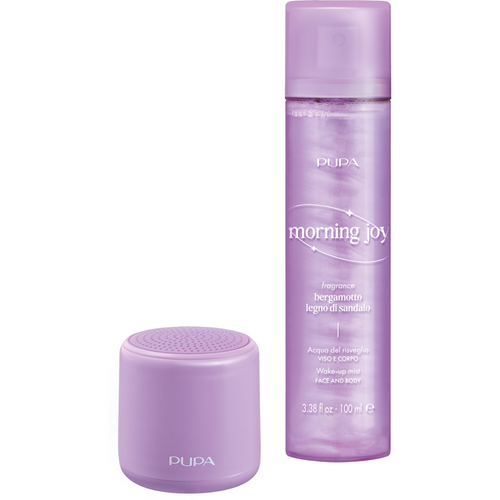 PUPA MOOD BOOST CONFEZIONE MORNING JOY ACQUA DEL BUONUMORE VISO E CORPO 100 ML + MINI SPEAKER LILLA
