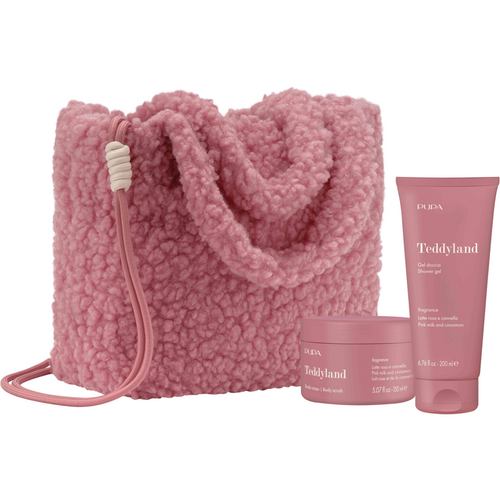 PUPA CONFEZIONE TEDDYLAND GEL DOCCIA 200 ML + SCRUB CORPO 150 ML LATTE DI ROSA E CANNELLA + TEDDY BAG