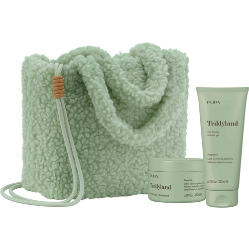 PUPA CONFEZIONE TEDDYLAND GEL DOCCIA 200 ML + SCRUB CORPO 150 ML LATTE E CREMA AL PISTACCHIO + TEDDY BAG