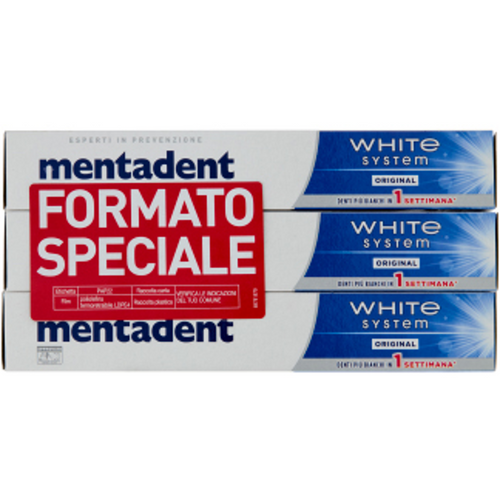 MENTADENT DENTIFRICIO WHITE SYSTEM 3 PEZZI DA 75 ML
