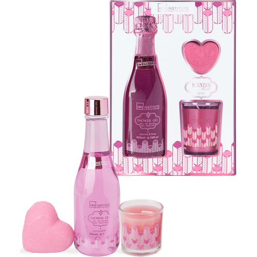 IDC INSTITUTE COFANETTO ROSE' PERFECT GLOW JASMINE & ROSE 3 PEZZI; SHOWER GEL 200 ML + CANDELA + BATH BOMB 