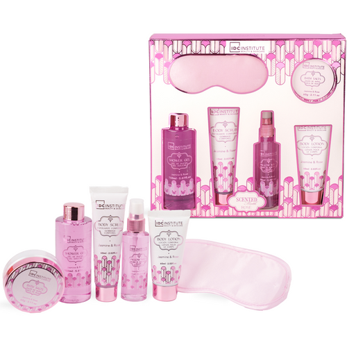 IDC INSTITUTE COFANETTO ROSE' SET BATH JASMINE & ROSE 6 PEZZI; BATH SALTS 60 grammi + SHOWER GEL 100 ML + BODY SCRUB 60 ML + PILLOW MIST 70 ML +  BODY LOTION 60 ML + DEEP SLEEP