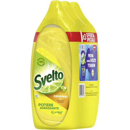 SVELTO DETERSIVO PIATTI ZENZERO & LIMONE 3 PEZZI DA 1000 ML 