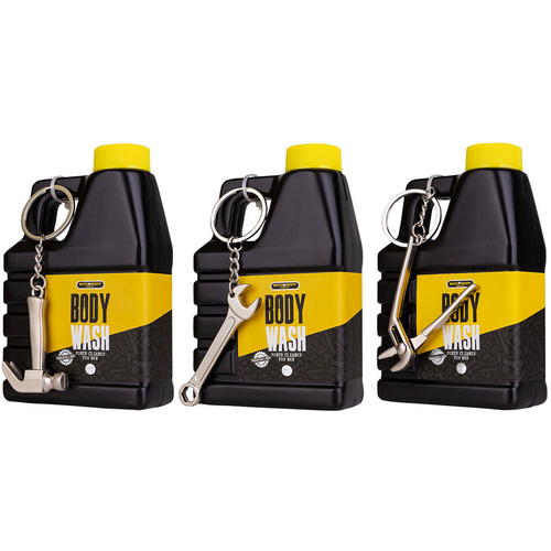 ACCENTRA MEN TOOLKIT BAGNOSCHIUMA UOMO PROFUMAZIONE SANDALO E MUSCHIO 200 ML -  INCLUDE PORTACHIAVI IN 3 VARIANTI ASSORTITE