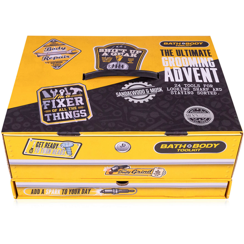 ACCENTRA CALENDARIO DELL'AVVENTO TOOLKIT BATH&BODY UOMO. SCATOLA 35,6x27,3x16,3 CM