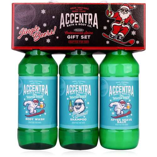 ACCENTRA MEN'S COLLECTION WINTER EDITION CONFEZIONE 3 PEZZI; BAGNOSCHIUMA 140 ML, SHAMPOO 140 ML, BALSAMO DOPOBARBA 140 ML. PROFUMAZIONE CEDARWOOD SPICE