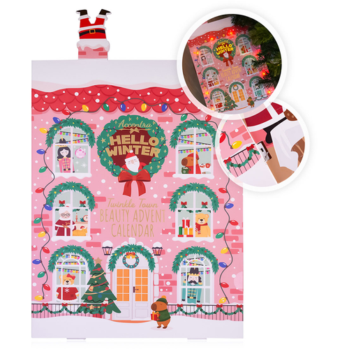 ACCENTRA CALENDARIO DELL'AVVENTO HELLO WINTER. SCATOLA CON LED 33,5x5x 56,7 CM