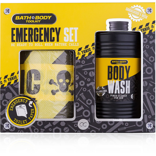 ACCENTRA MEN TOOLKIT CONFEZIONE DA BAGNO UOMO; BAGNOSCHIUMA 400 ML, 1 ROTOLO CARTA IGIENICA. PROFUMAZIONE SANDALO E MUSCHIO