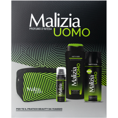 MALIZIA UOMO PROUMO D'INTESA COFANETTO - POCHETTE + EDT DEODORANT VETYVER 175 ML + DOCCIASHAMPOO GEL VETYVER 250 ML + SCHIUMA DA BARBA VETYVER 50 ML 