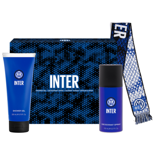 INTER COFANETTO DEODORANTE 150 ML + SHOWER GEL TUBO 200 ML + SCIARPA DA STADIO UFFICIALE
