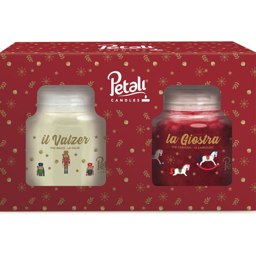 PETALI CANDLES NATALE SET 2 GIARE PICCOLE DA 25H DA 90 grammi CADAUNA