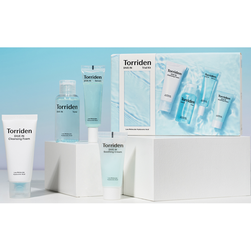 TORRIDEN DIVE IN COFANETTO; CLEASING FOAM + TONER + SERUM + SOOTHING CREAM