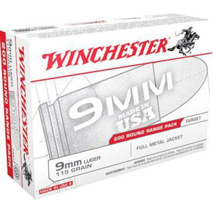 Winchester 9mm Range Pack USA9W CASE 115 gr FMJ 1000 Rounds - FREE SHIPPING