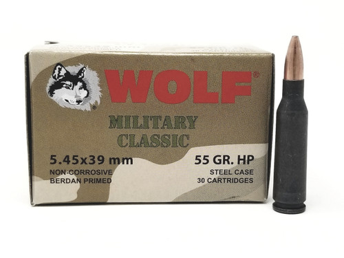 Wolf 5.45x39mm Ammunition Military Classic 55 Grain Hollow Point Case of 750 Rounds