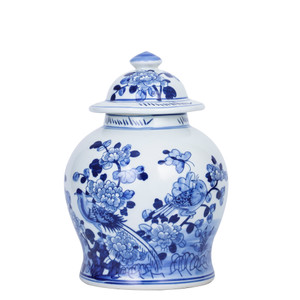 Small Porcelain Temple Jar Birds Blossom