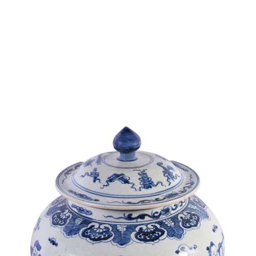 Blue & White Ginger Jar W/ Eight Immortals Motif