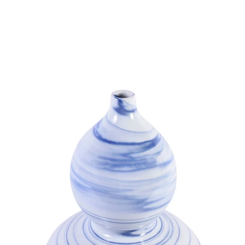 Blue And White Marblized Gourd Porcelain Vase