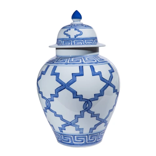 BW Greek Key Grids Heaven Jar - 2 Sizes