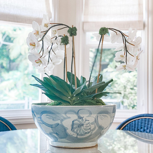 Light Blue Sea Flower Bowl - Large