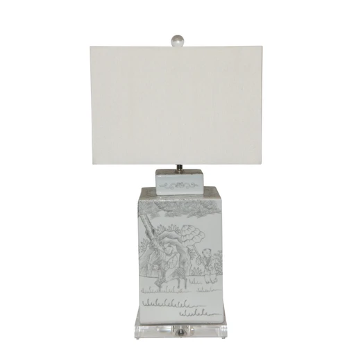 Ink Painting Playful Kids Sq Tea Jar Lamp