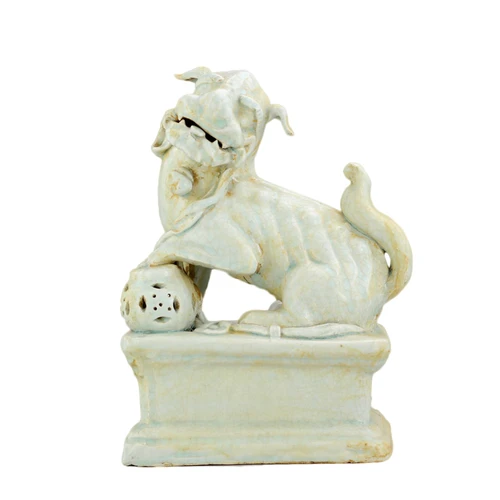 Pair of Celadon Peking Lion Statues