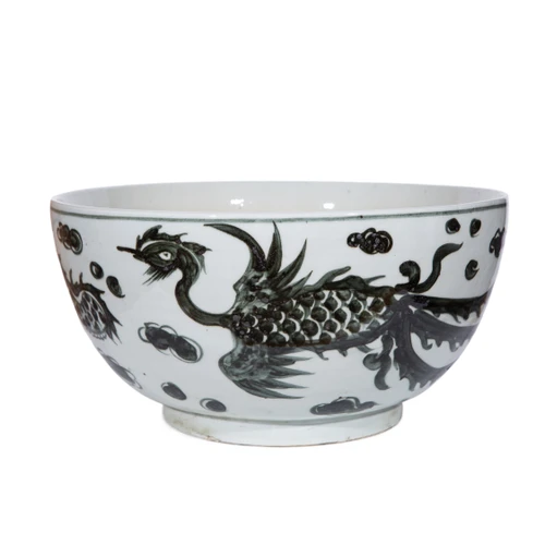 Charcoal Black  Dragon Phoenix Bowl