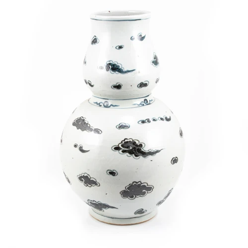Indigo Blue Floating Cloud Gourd Porcelain Vase