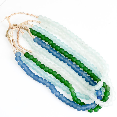 Vintage Mini Sea Glass Beads 0.5 Dia - Aqua Blue