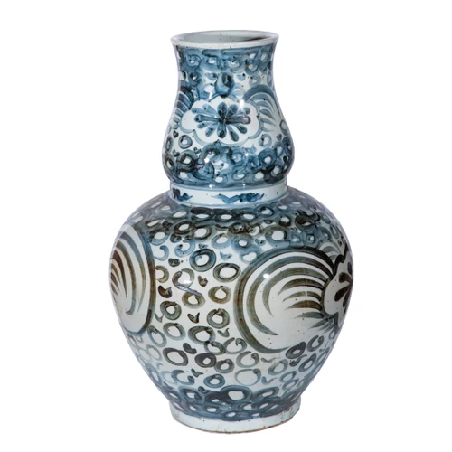 Indigo Sea Flower Gourd  Vase