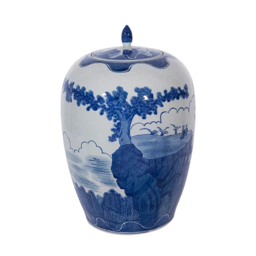 Blue And White Sail Boat Ginger Jar