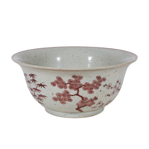 Rustic Maroon Red Bowl Pine Motif