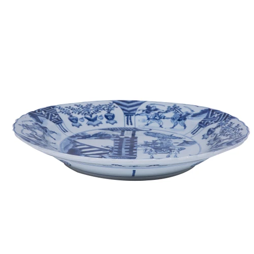 Blue And White Plate Warrior Motif