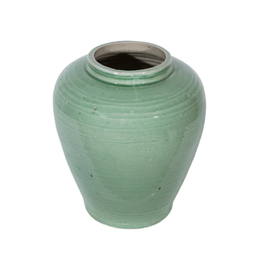 Mint Green Crackle Wide Shoulder Jar