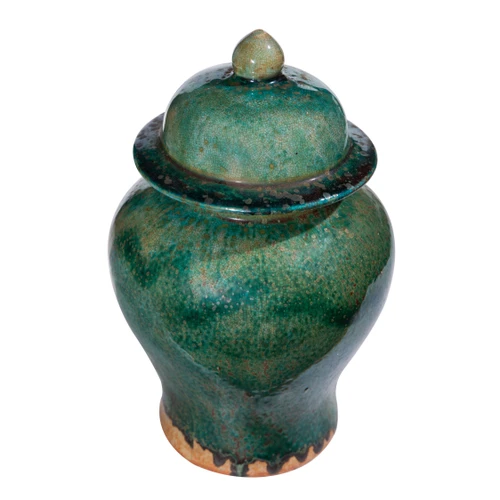 Speckled Green Small Temple Jar