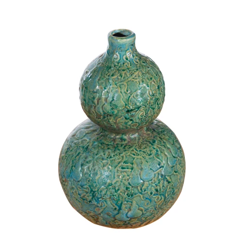 Speckled Green Hundred Gourd Carving Vase Small