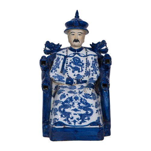 Blue And White Emperor / Empress On Throne