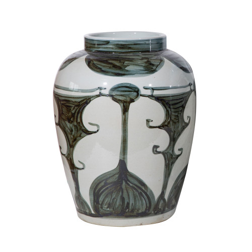 Blue And White Abstract Painting Jar - Small