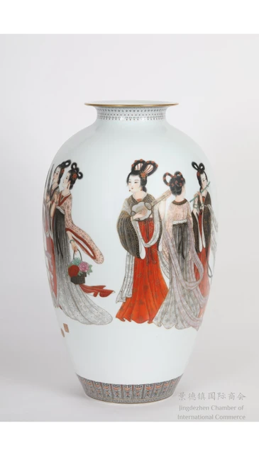Famille Rose Vase - Court Ladies at Leisure