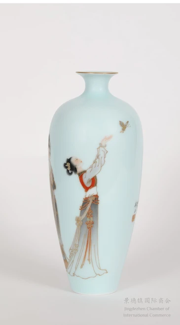Famille Rose Vase - Chasing Butterflies